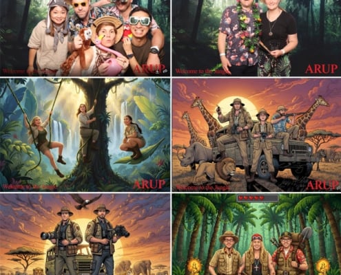 Arup Brisbane end of year party AI photo booth Welcome to the Jungle theme