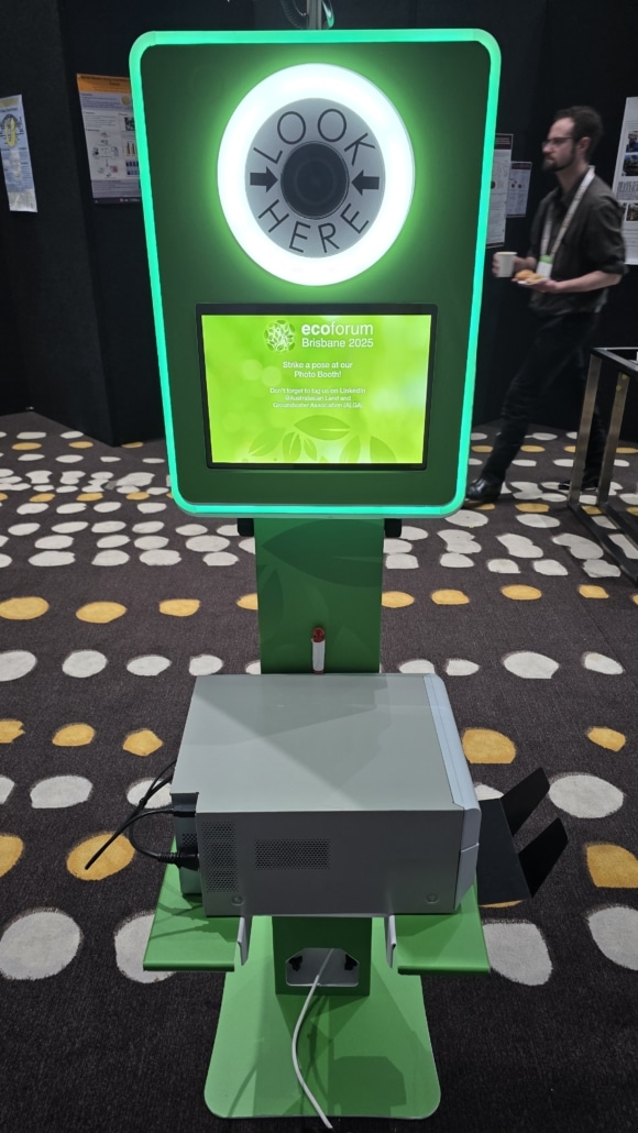 Custom-wrapped print photo booth at ALGA EcoForum 2024 conference Brisbane