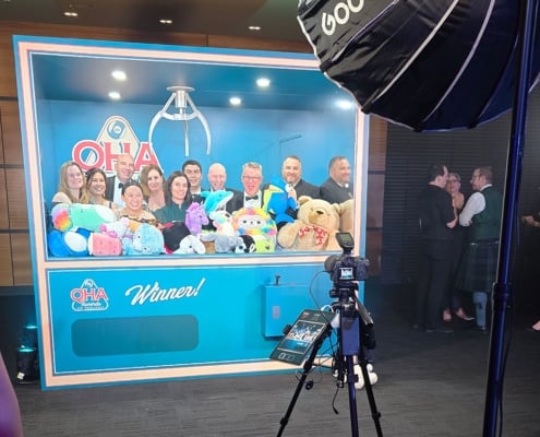 Life sized claw machine photo booth QHA Awards 2026