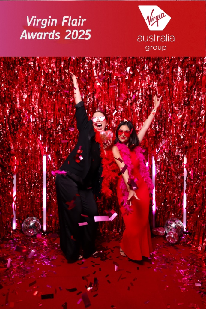 Studio photography for Virgin Australia Flare Awards Virgin Australia Flare Awards 2025 Studio Photography with confetti